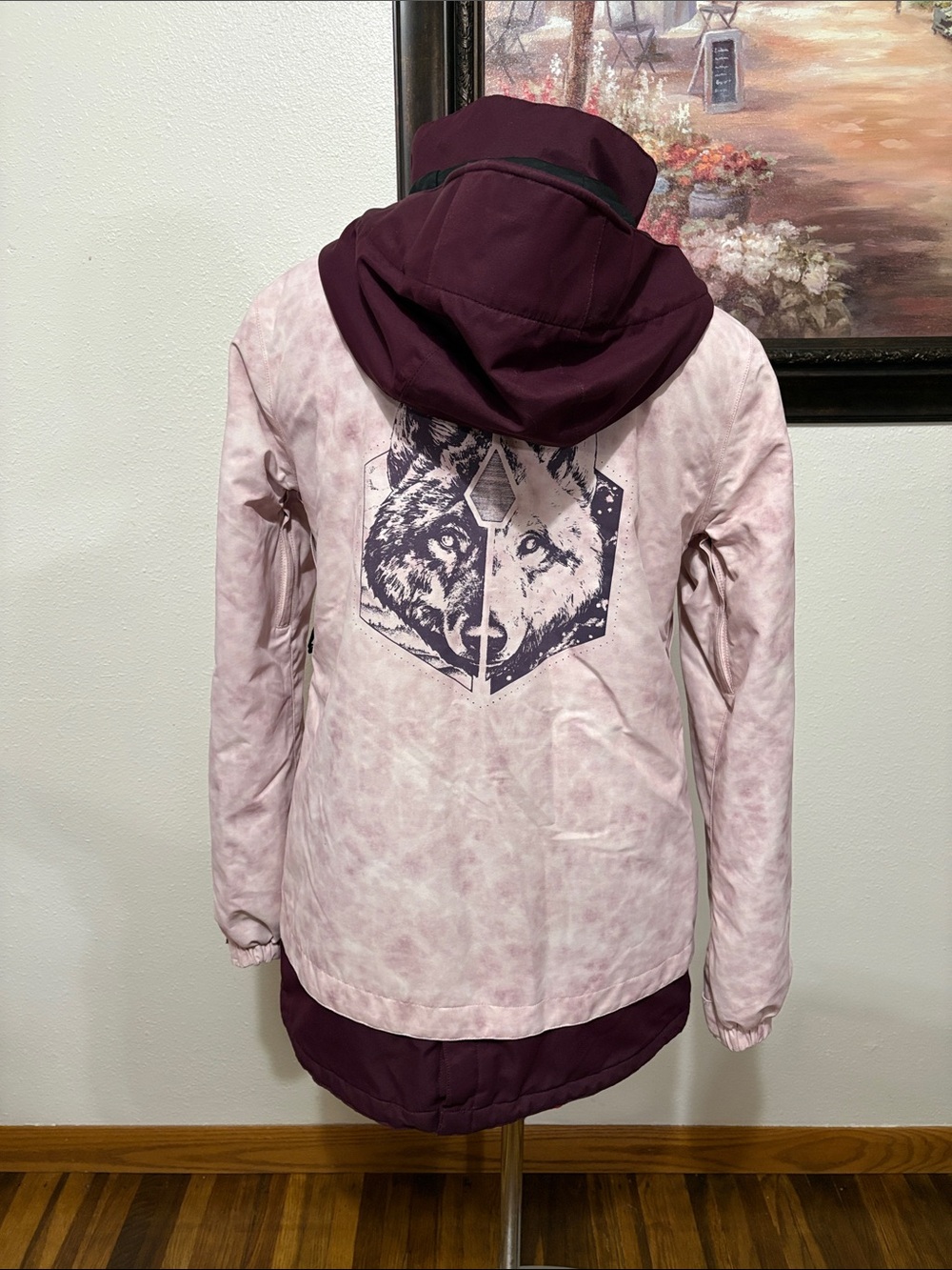 Volcom 10,000 MM B4BC Ski Snowboarding Winter Hooded Coat Jacket Pink Wolf M